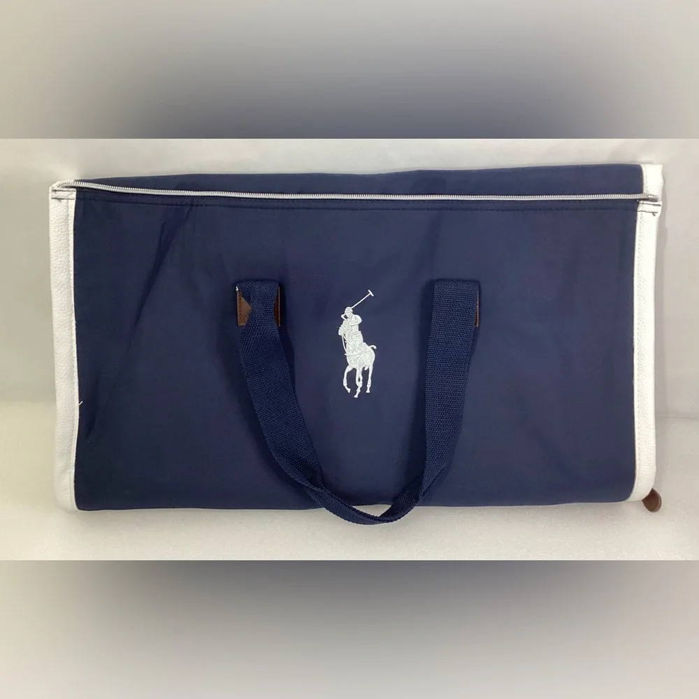 Polo Ralph Lauren Duffel Bag Garment Bag 2-in-1 Travel Suit Bag Blue w Logo